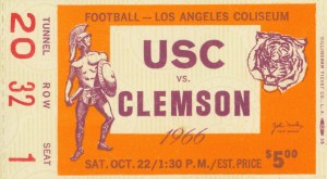 1966 USC vs. Clemson Football Ticket Art